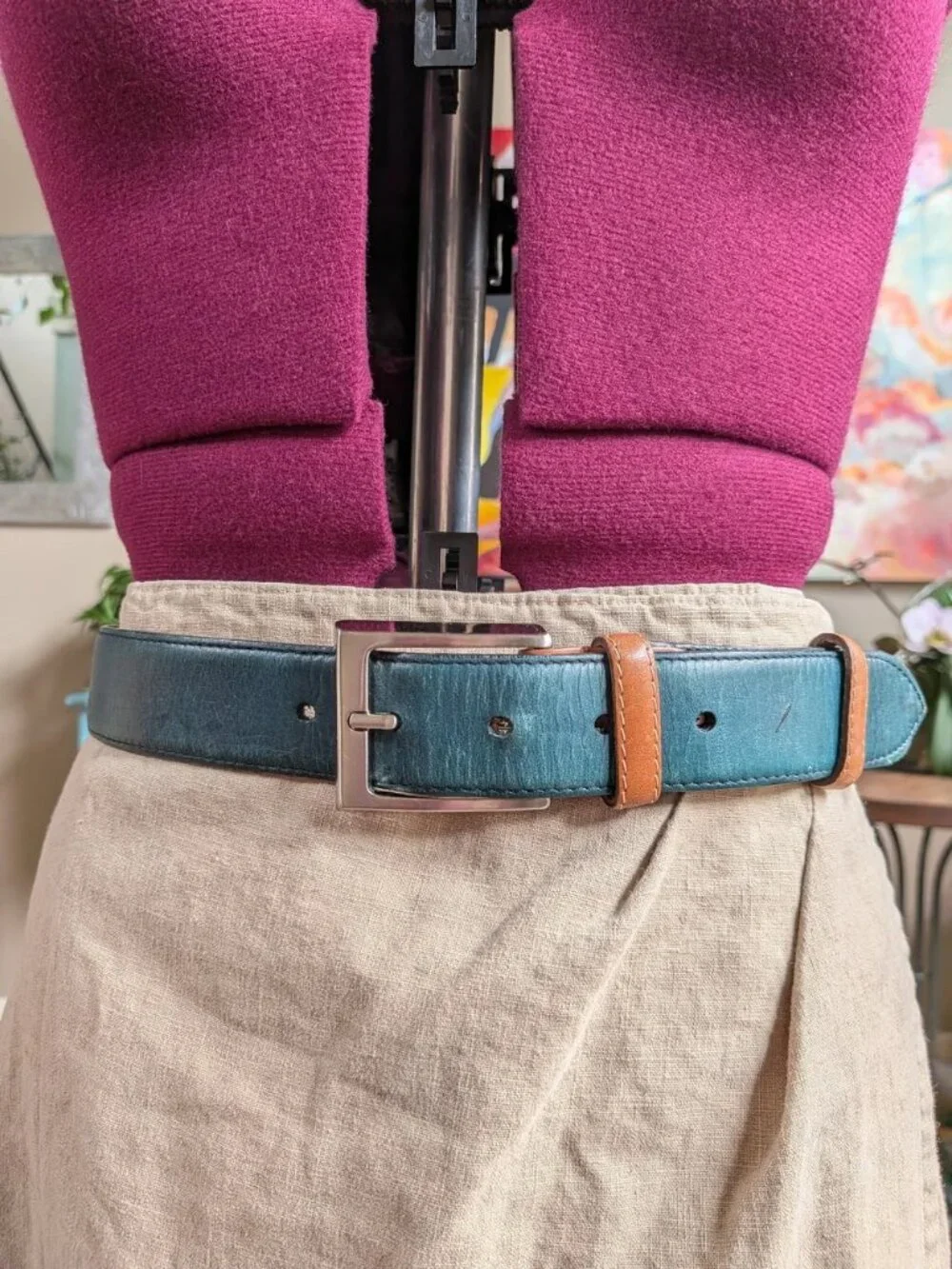 Di Pollini Teal Leather Belt